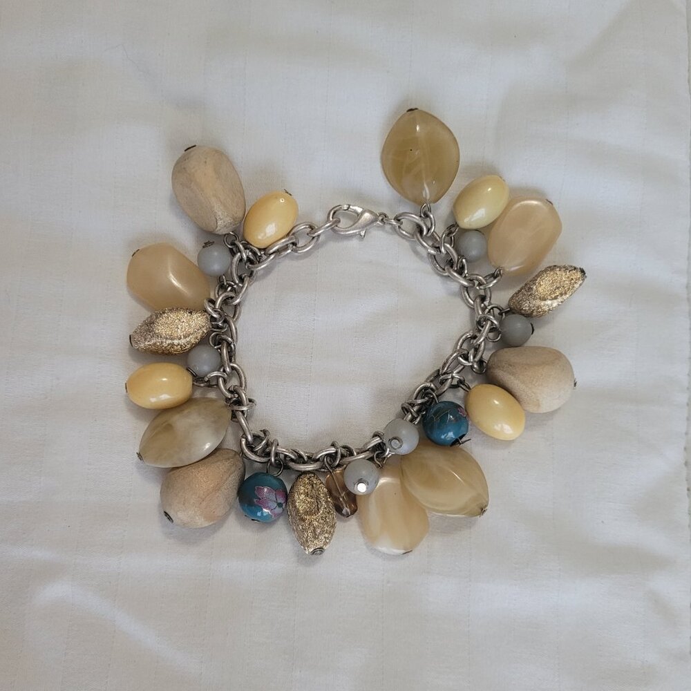 Chico's Dangle Stone Blue Silver Tone Bracelet